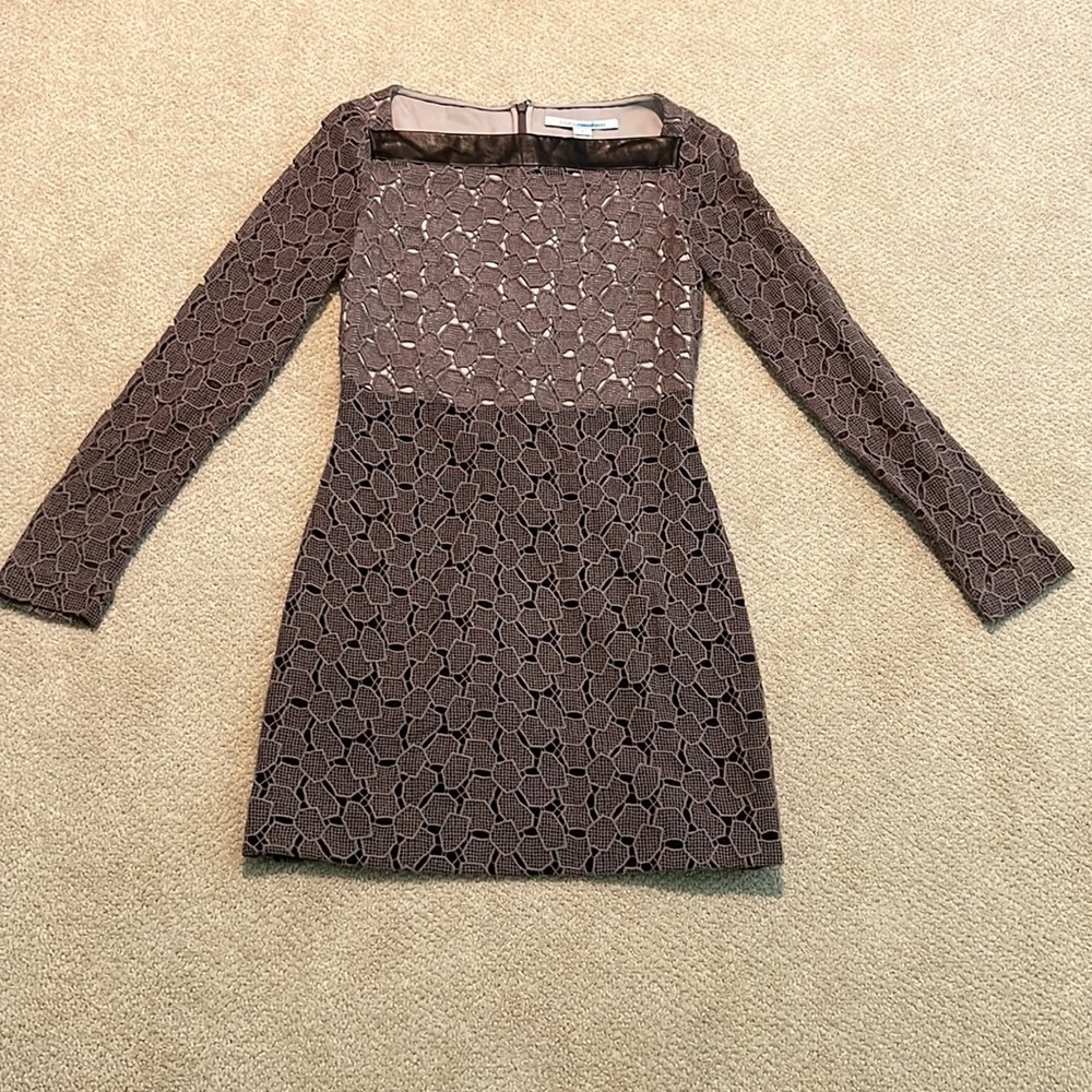 Diane von Furstenberg leather and textured Dress